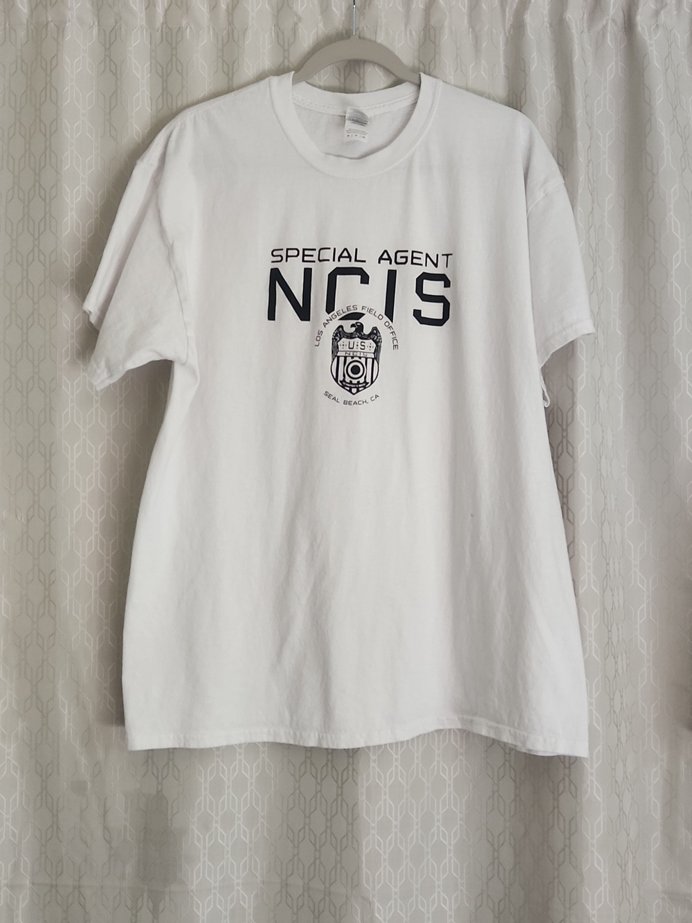 NCIS Special Agent White Tee with Black Label Print